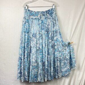 Lauren Ralph Lauren Silk Chiffon Full Tiered Maxi Skirt Women M Paisley Bohemian